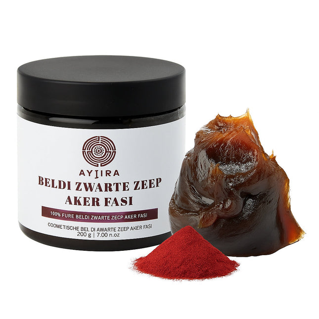 Aytira beldi zwarte zeep met Aker Fassi – Marokkaanse hammam zeep, 200 g