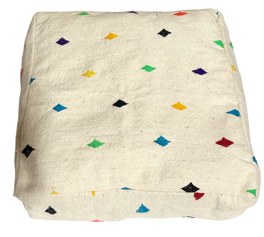 Marokkaanse berber vloerpoef Azilal – kelim poef van wol, 60 x 60 x 25 cm – foto 2