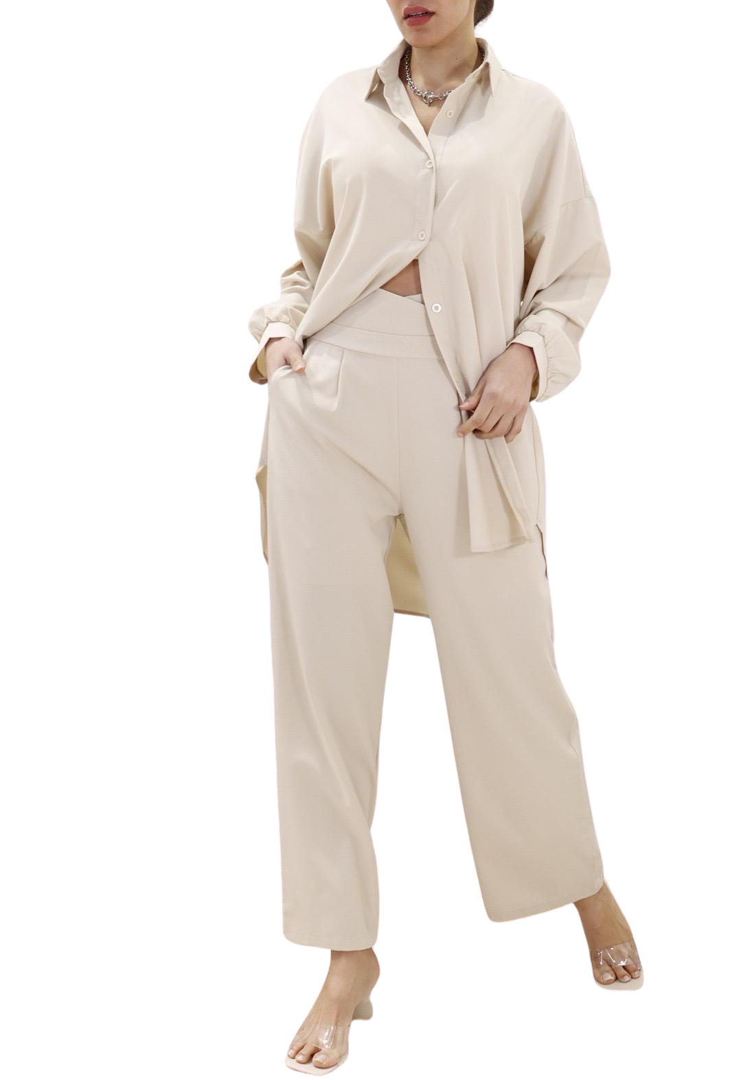 Esme broek dames – beige, olijfgroen of donkerkaki, maat S/M of M/L – foto 6