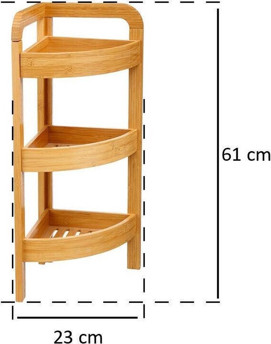 5Five doucherekje voor de hoek van bamboe – 3 planken, 23 x 23 x 61 cm – foto 3