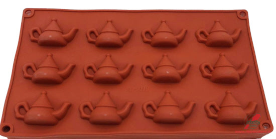 Siliconen bakvorm theepot – 12 vormpjes van 5,5 x 4 cm, -40 tot 230 °C – foto 2
