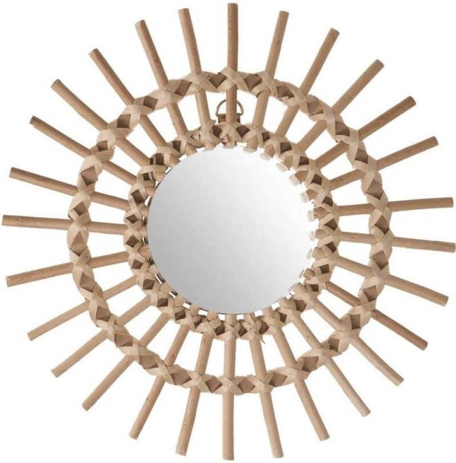 Atmosphera ronde spiegel van bamboe en rotan – wandspiegel Ø 30 cm