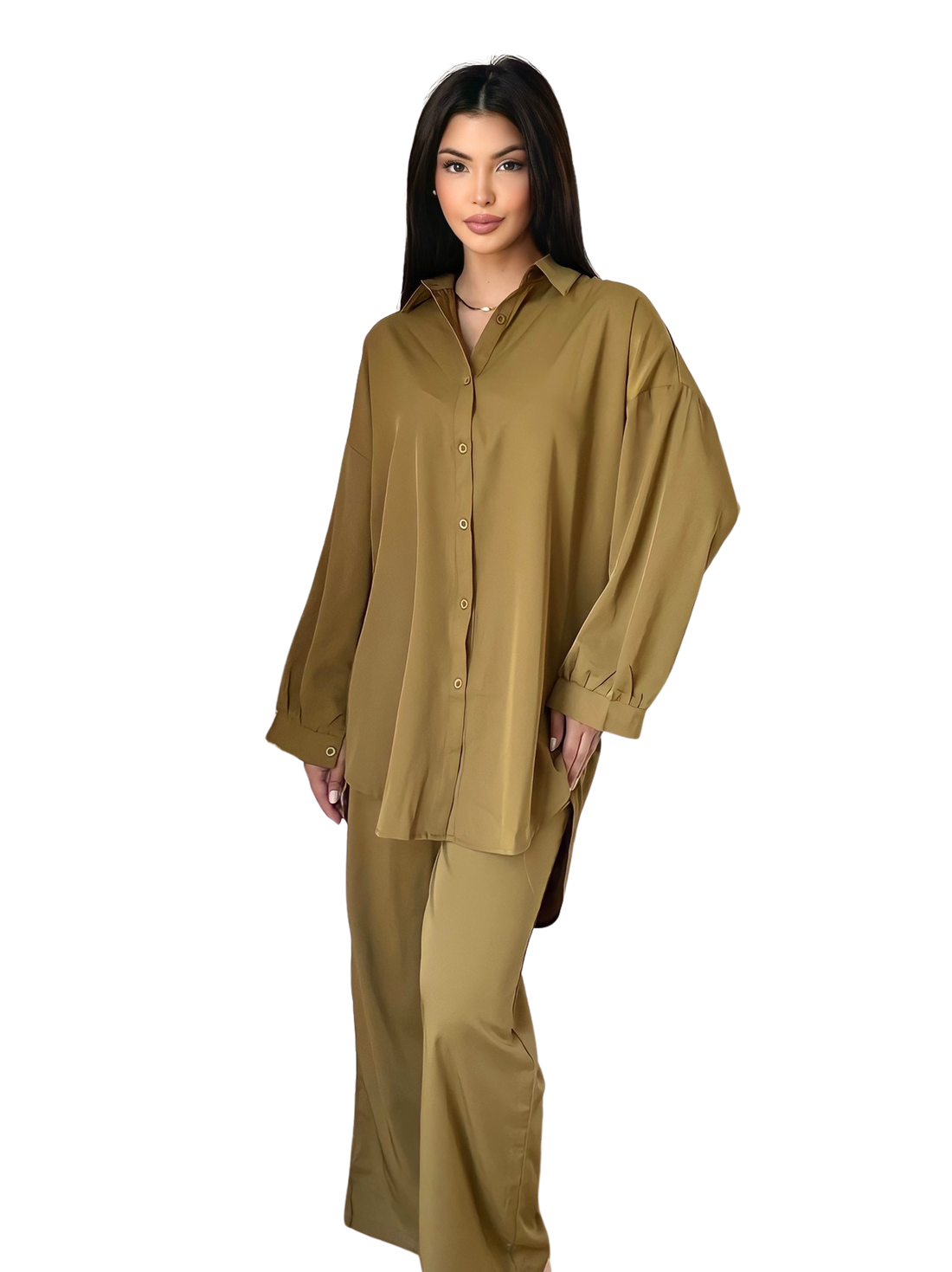 Esme blouse voor dames – in beige of donkerkaki – foto 4