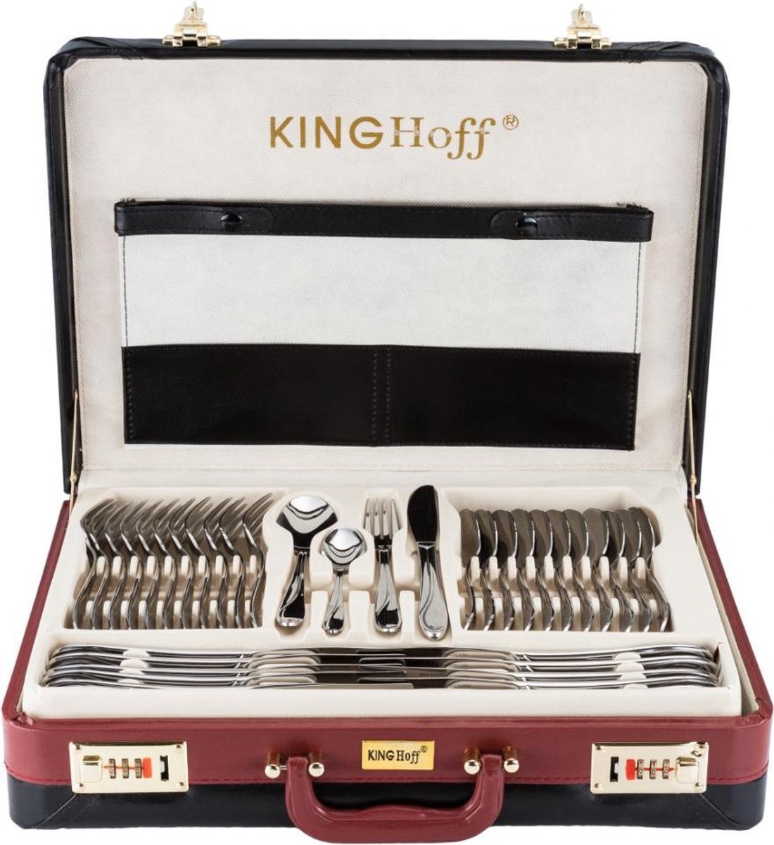 Bestekset 12 personen Kinghoff 3509 – 72-delig, 18/10 rvs, koffer met slot – foto 2