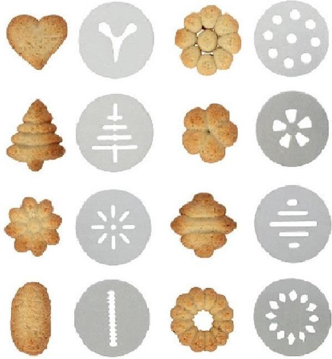 Kinghoff 1363 koekjesspuit van staal – met 8 vormschijven en 8 spuitmondjes – foto 2