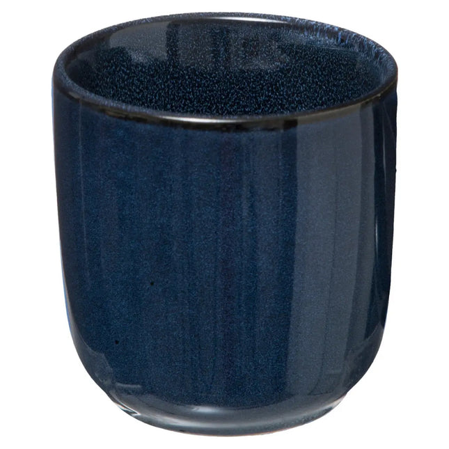Blauwe espressokop van aardewerk – koffiekop zonder oor, 100 ml