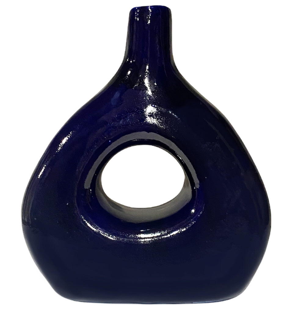 Keramieken flesvaas – 27 cm hoog, in wit, blauw of geel – foto 3