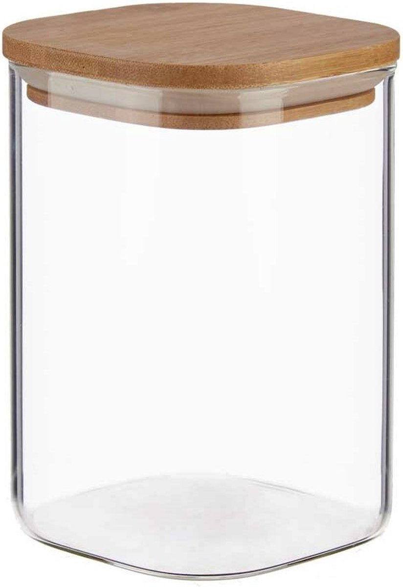Voorraadpot transparant Bamboe Borosilicaatglas (1200 ml)