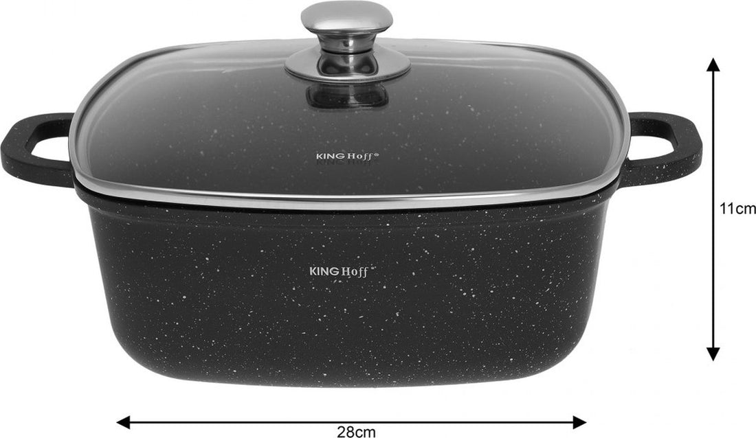 Kinghoff braadpannen set 6-delig – marmercoating, 3 pannen met glazen deksel – foto 5