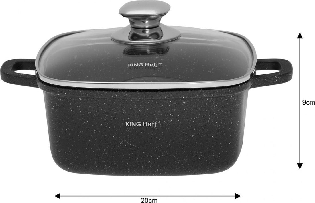 Kinghoff braadpannen set 6-delig – marmercoating, 3 pannen met glazen deksel – foto 4