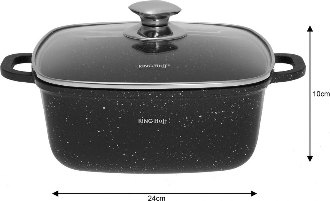 Kinghoff braadpannen set 6-delig – marmercoating, 3 pannen met glazen deksel – foto 3