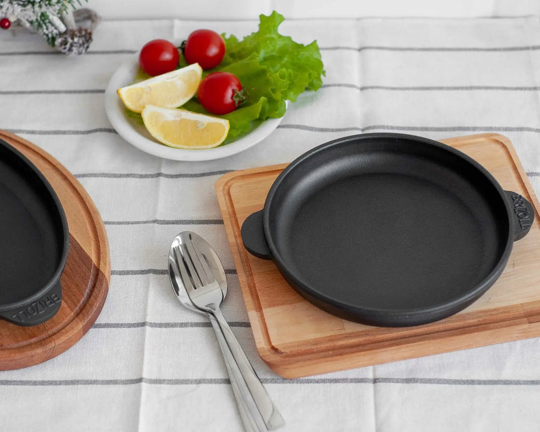 Brizoll gietijzeren serveerpannetje op houten plank – Ø 14, 16, 18 of 20 cm – foto 3