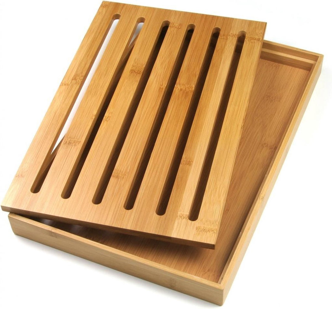 Kinghoff snijplank voor brood van bamboe met kruimelbak – 37 x 23,5 x 3 cm – foto 2