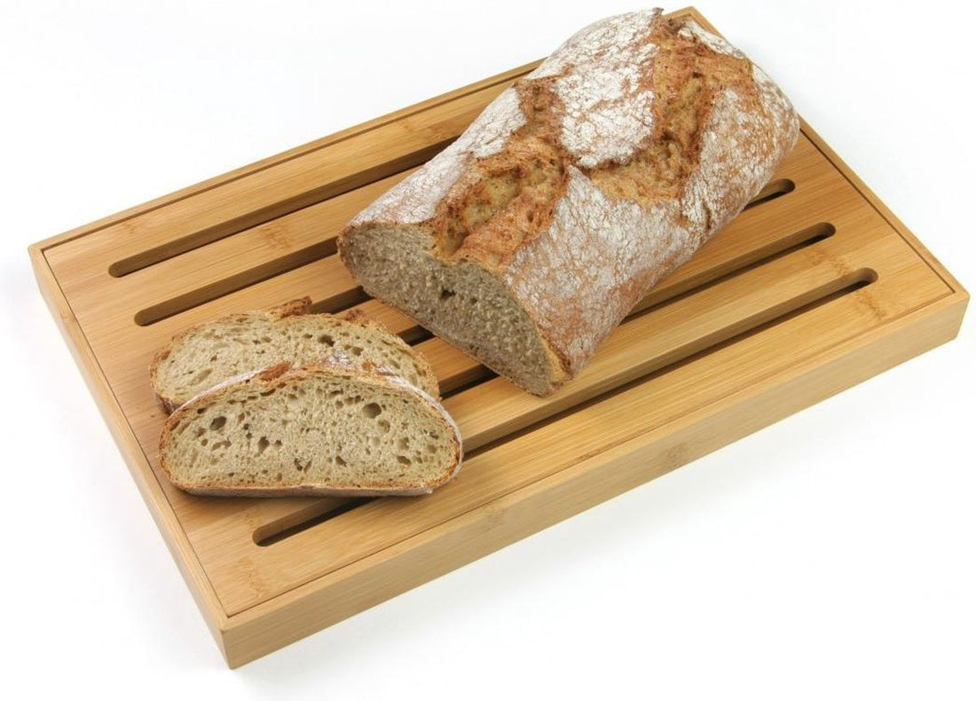 Kinghoff snijplank voor brood van bamboe met kruimelbak – 37 x 23,5 x 3 cm