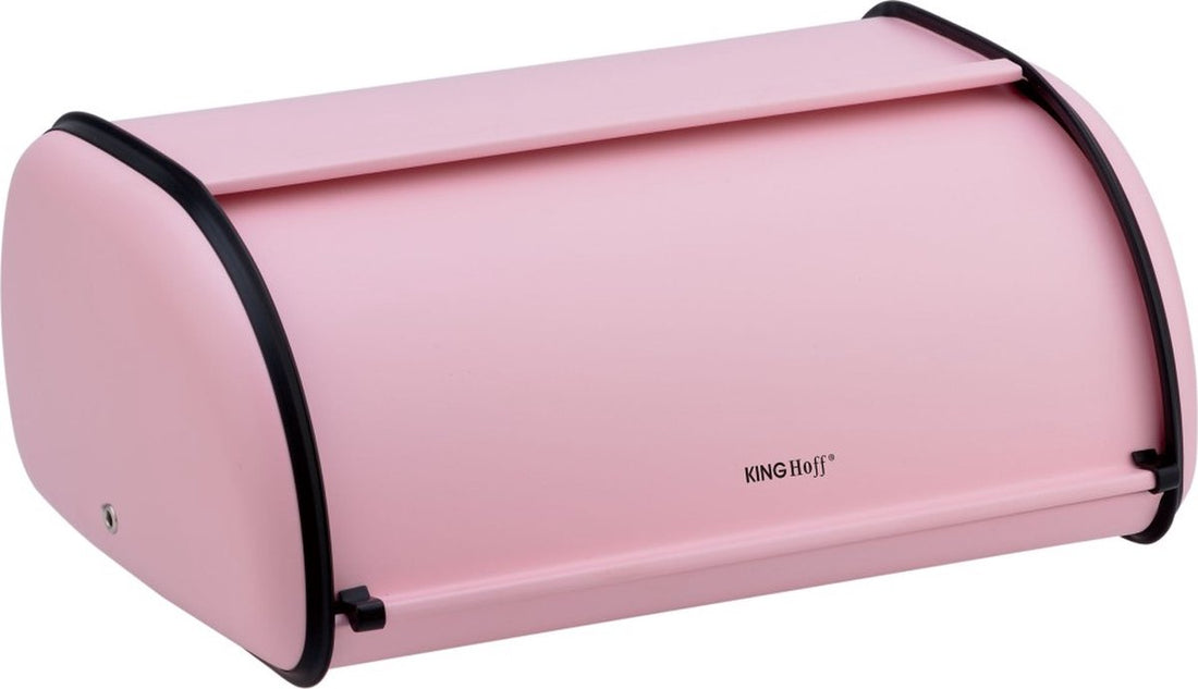Roze broodtrommel van RVS in retrostijl – ca. 10 liter, 36 x 24 x 15 cm