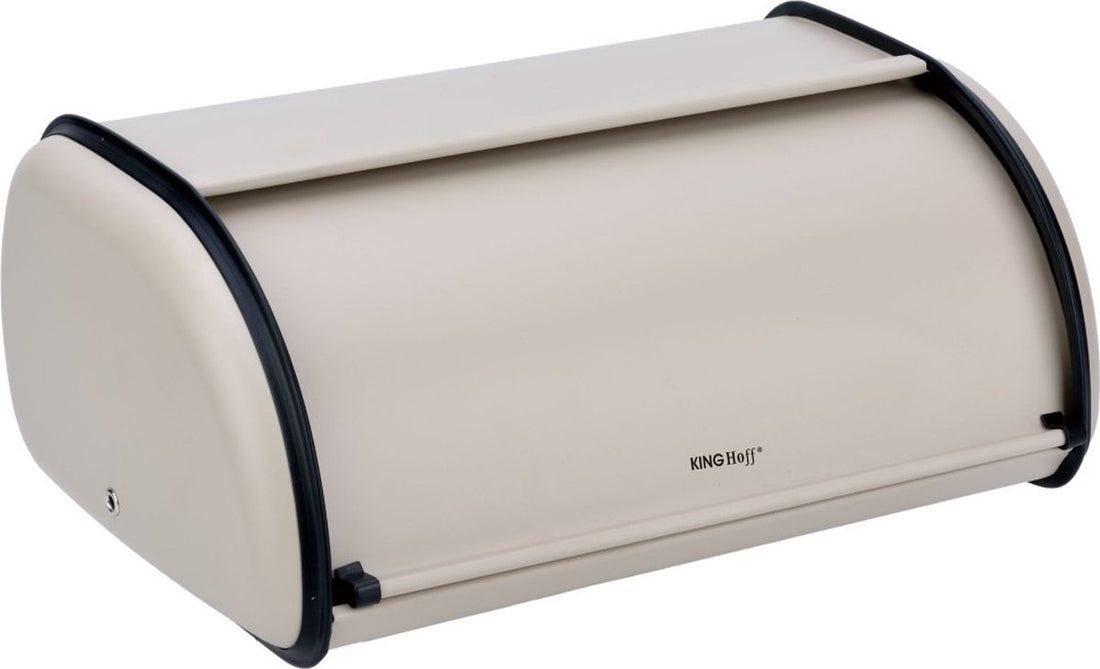 Kinghoff broodtrommel RVS crème – retro model, 36 x 24 x 15 cm, ca. 10 liter