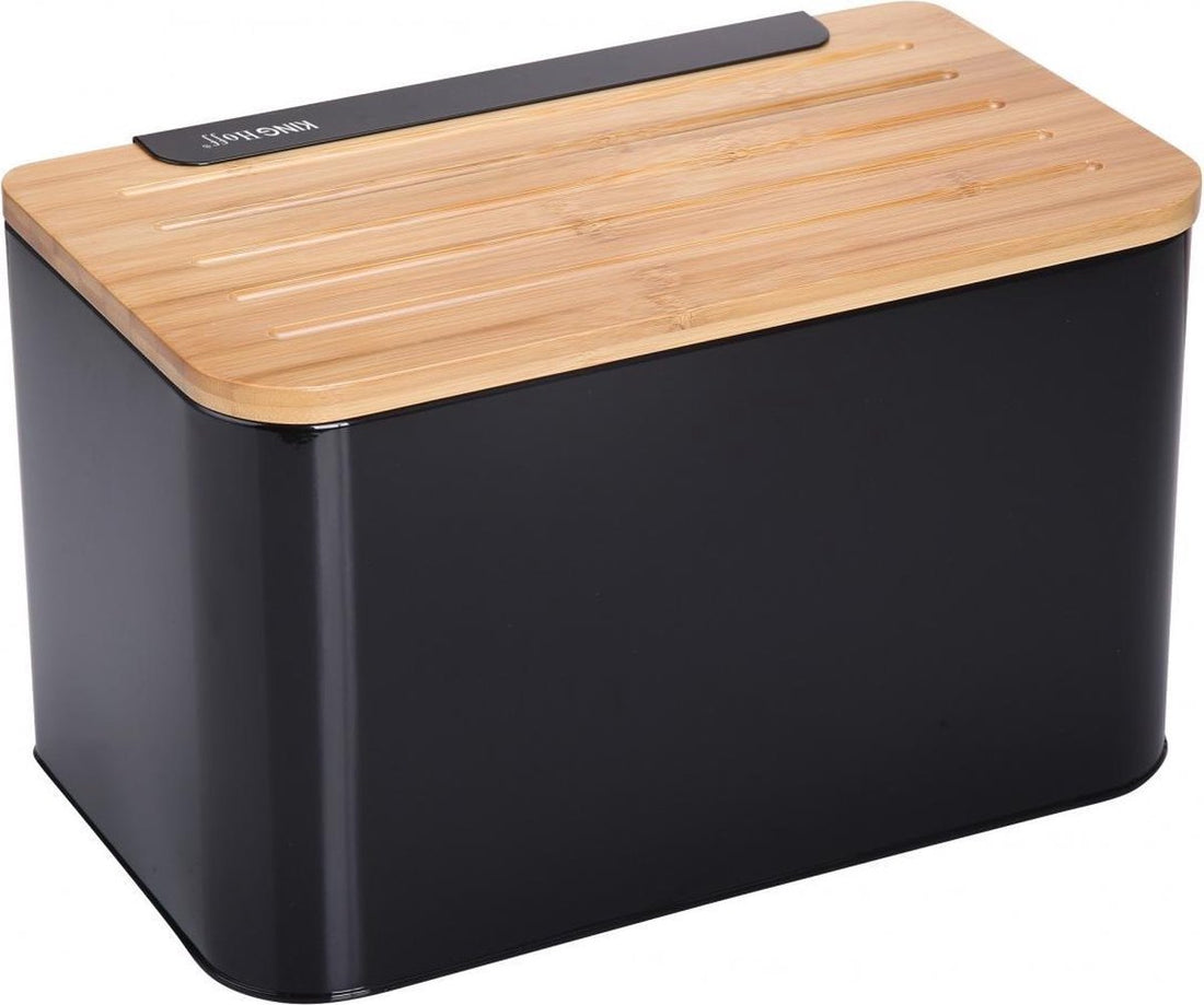 Bread bin - cutting board – Black – Steel