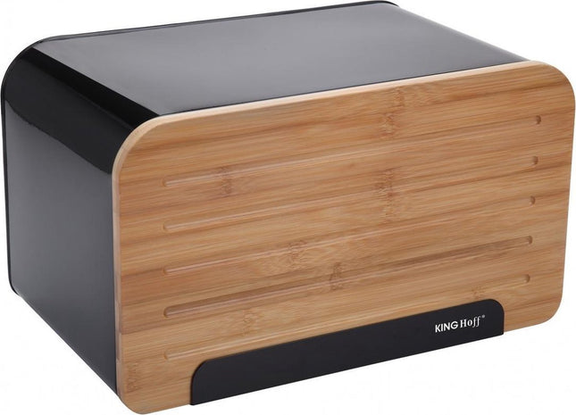 Bread bin - cutting board – Black – Steel
