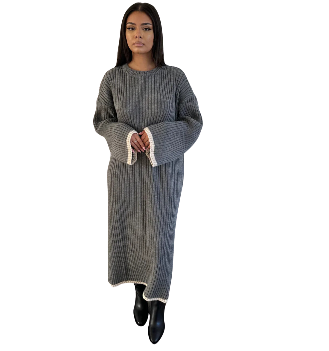 Ribbed Dress – warme geribde truijurk, one size, in zes kleuren – foto 2