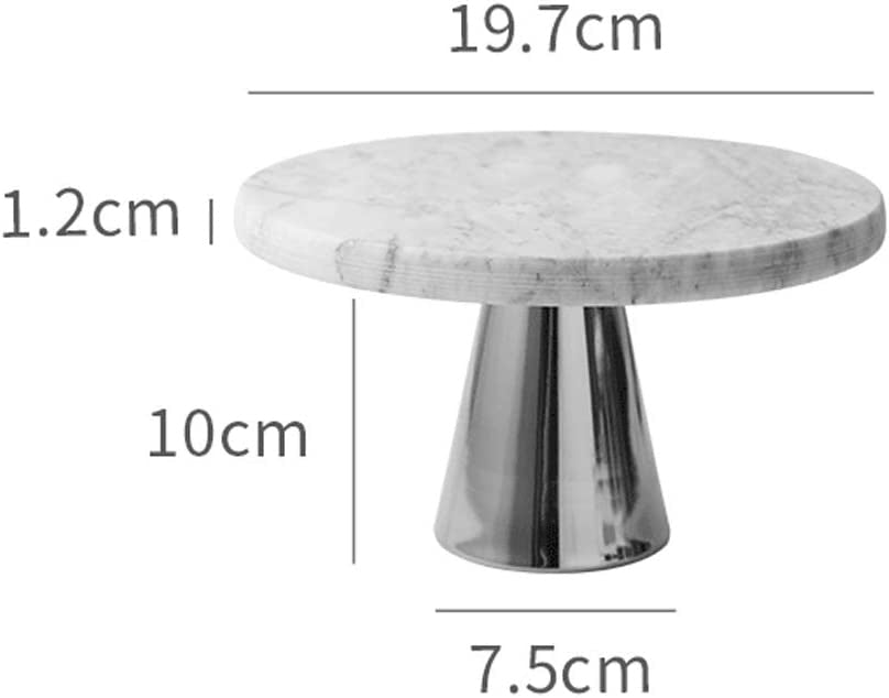 Marmeren plateau op voet – taartplateau wit/zilver, Ø 20 cm – foto 2