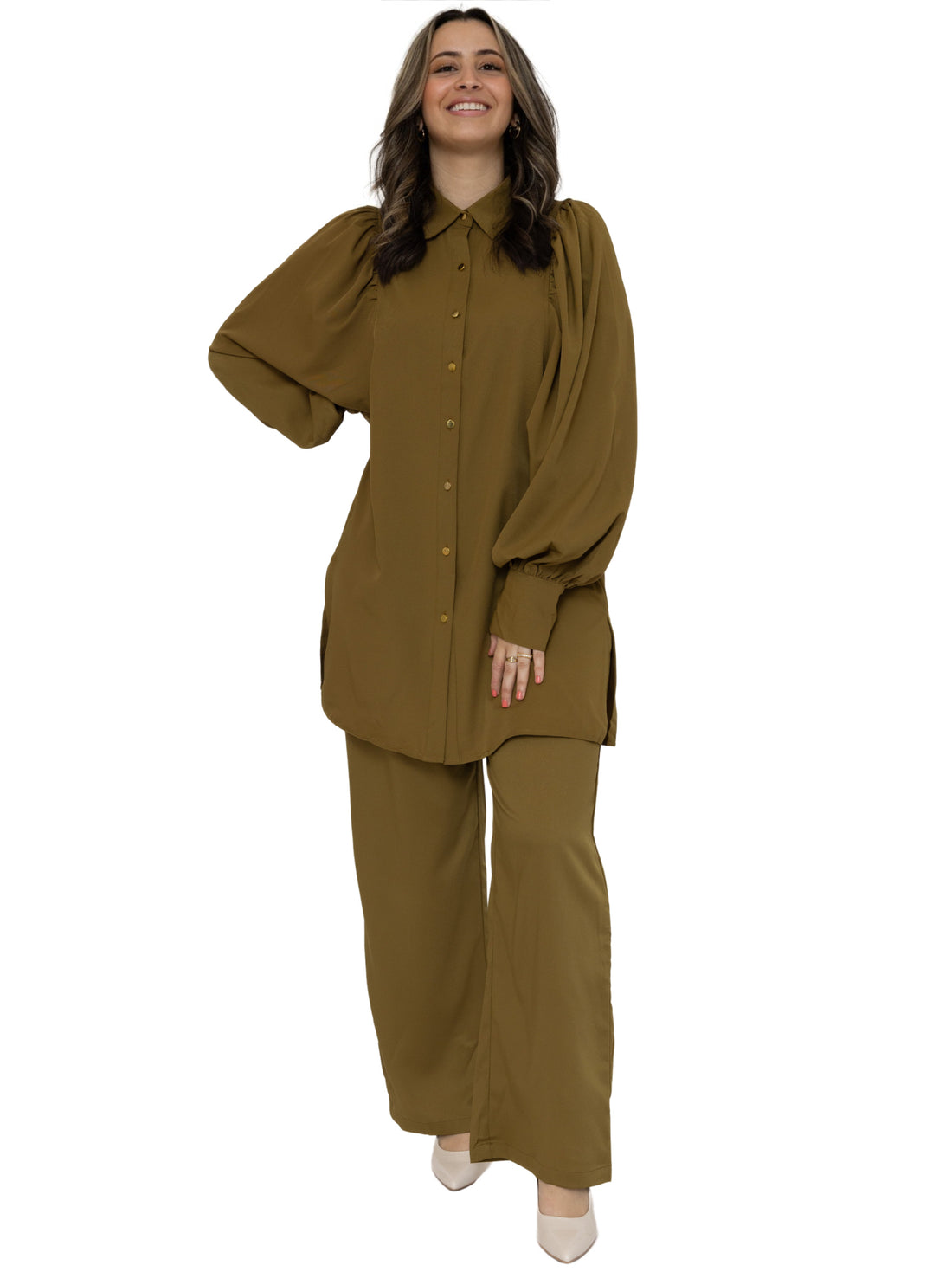 Esme broek dames – beige, olijfgroen of donkerkaki, maat S/M of M/L – foto 5