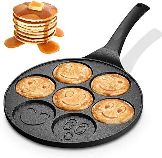 Pancake pan met 7 emoji-vormen – American pancakes en eieren, ook inductie