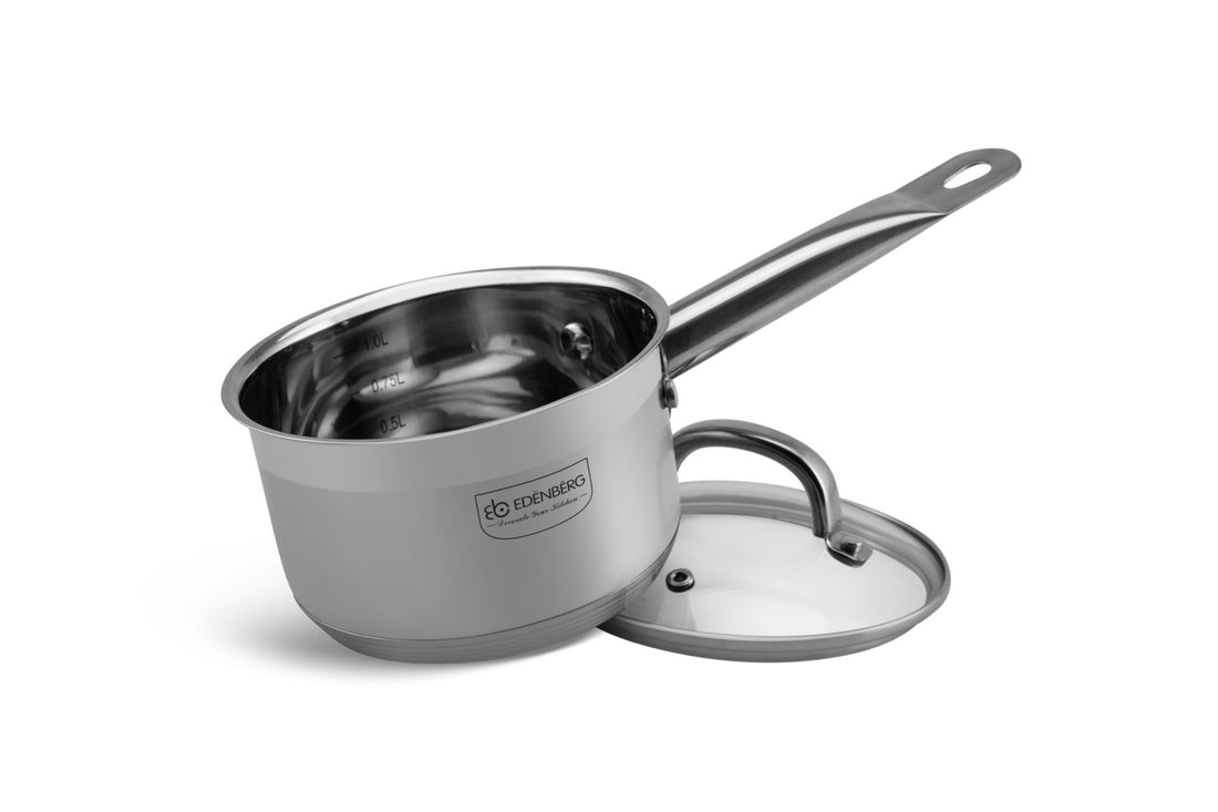 Edënbërg Classic Line steelpan RVS Ø 14 cm – 1,3 liter, met glazen deksel – foto 2