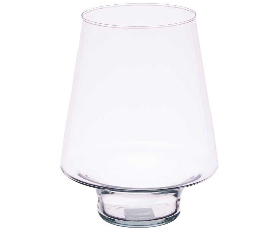 Glazen vaas op voet – conische vaas van gerecycled glas, 20 x 20 x 25 cm