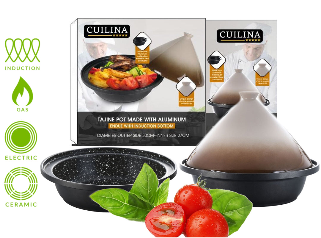 Tajine Ø 30 cm voor inductie en alle kookplaten – aluminium en aardewerk – foto 3