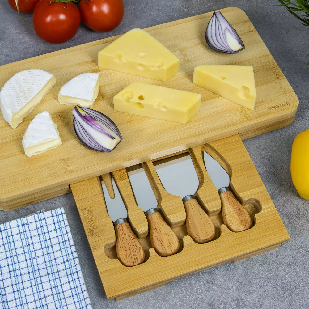 KINGHoff Bamboe Kaasplank met Accessoires – Meerdere Kleuren