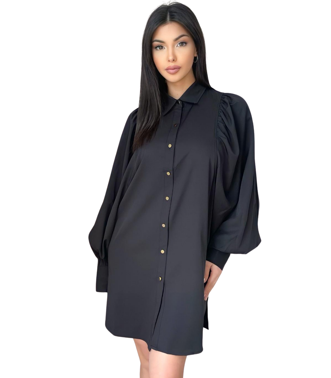 Luna blouse dames – in zwart, wit, beige en olijfgroen, maat S, M en L – foto 3