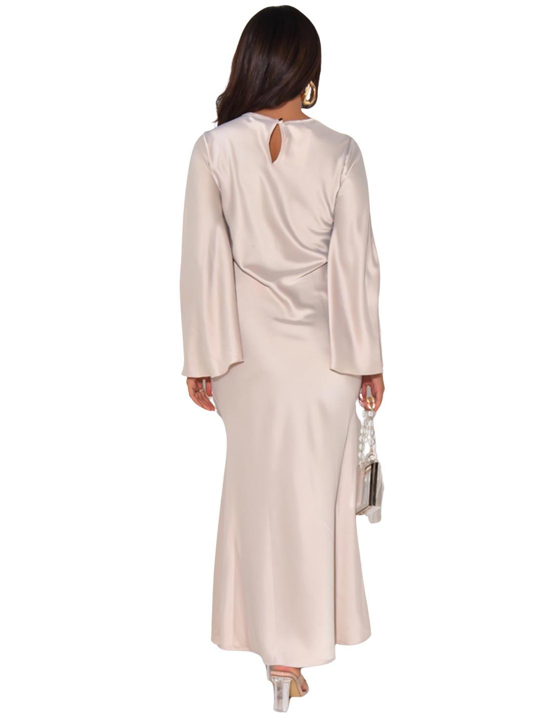 Elisa Silk Dress – damesjurk in zwart of beige, maat S, M of L – foto 14
