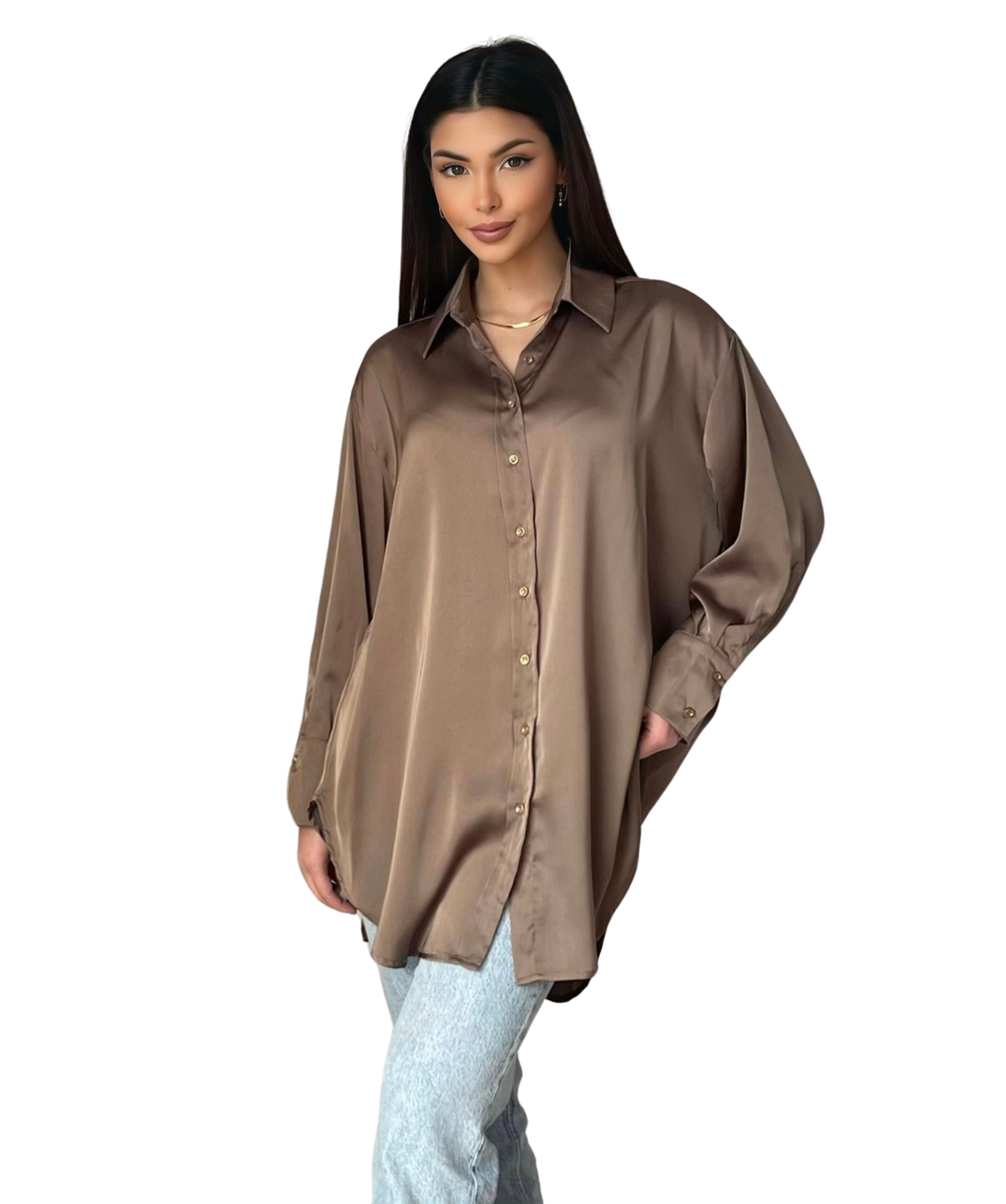 Alice blouse voor dames – in taupe, turquoise of lime