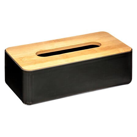 Black Bamboo Tissue Box - Stylish Tissue Holder (26 x 13 x 8.8 cm) - Modern Storage Box for Kleenex & Tissues - Sustainable Design for Living Room, Bathroom or Office