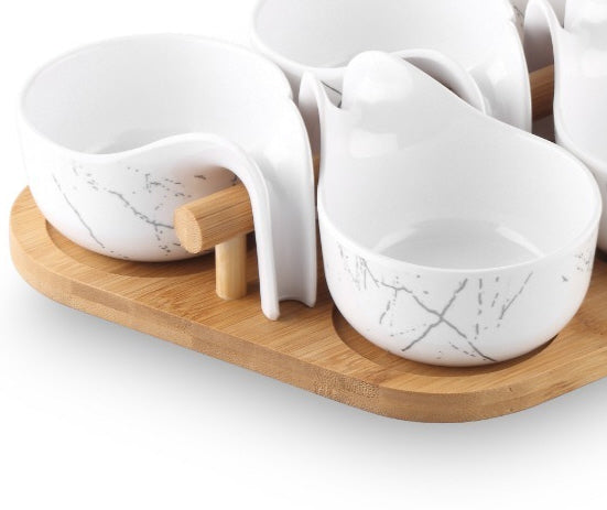 Melamine serving board and bowls set