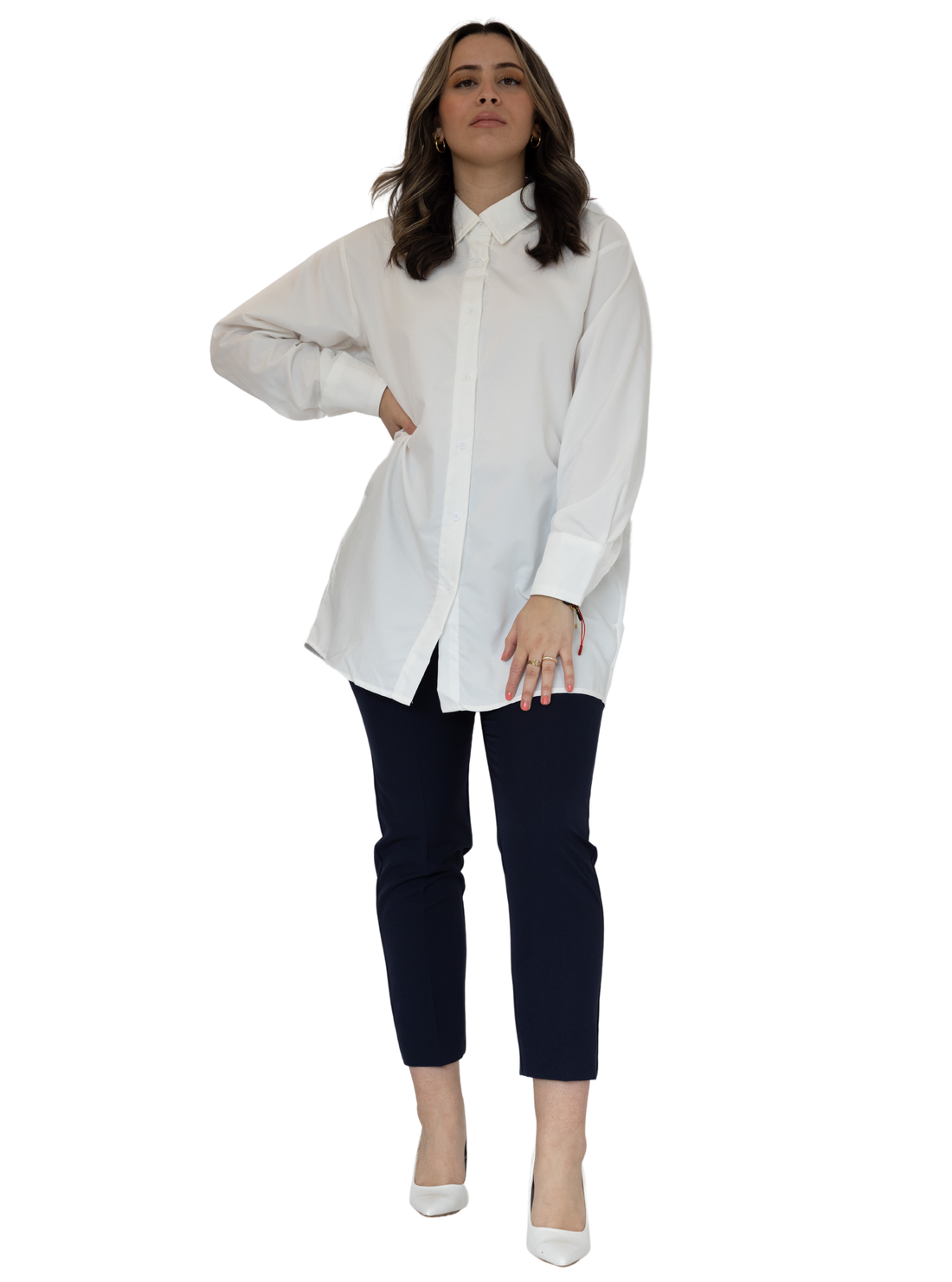Basic blouse dames – zwart of wit, maat S/M en M/L