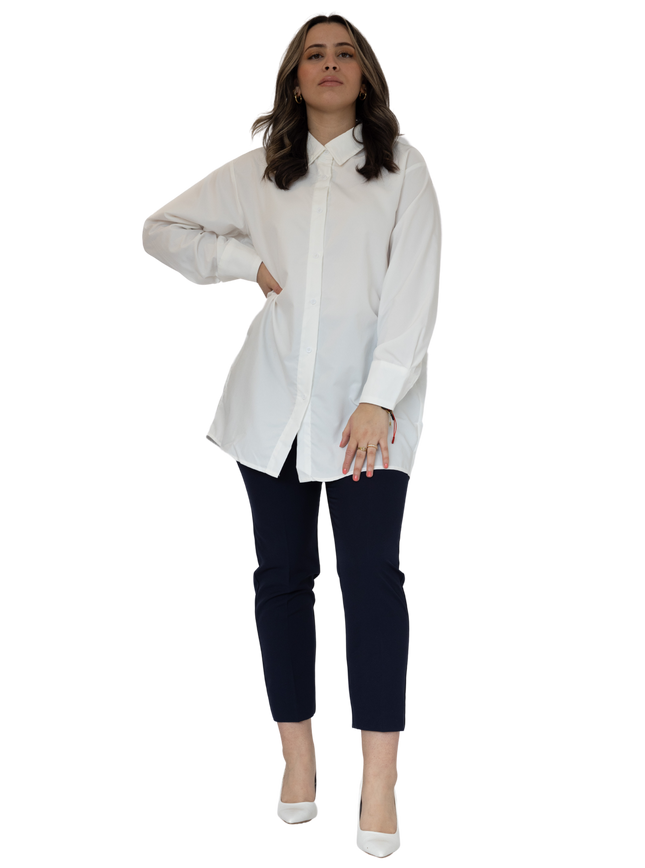 Basic blouse dames – zwart of wit, maat S/M en M/L