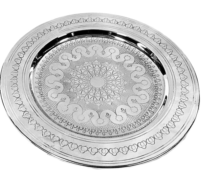 Marokkaans dienblad senia van aluminium – rond, handgeslagen, Ø 30 of 35 cm – foto 2
