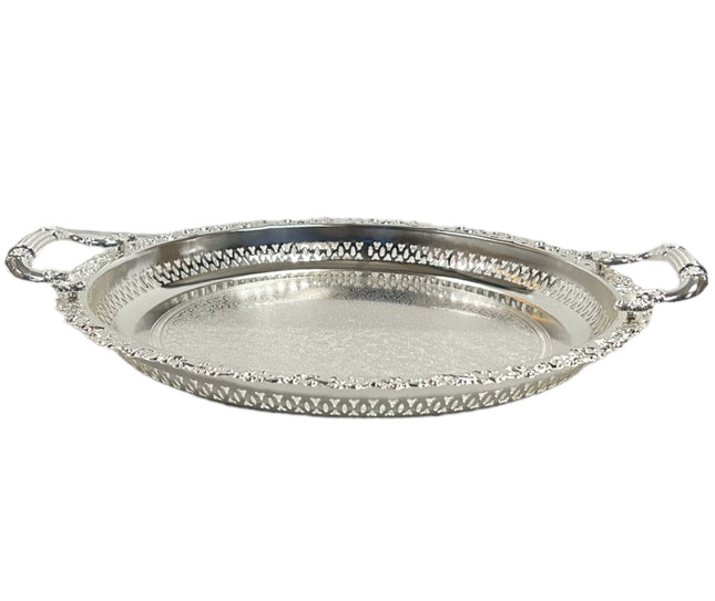 Marokkaans dienblad zilver, 38 cm – rond met oosterse patronen – foto 2