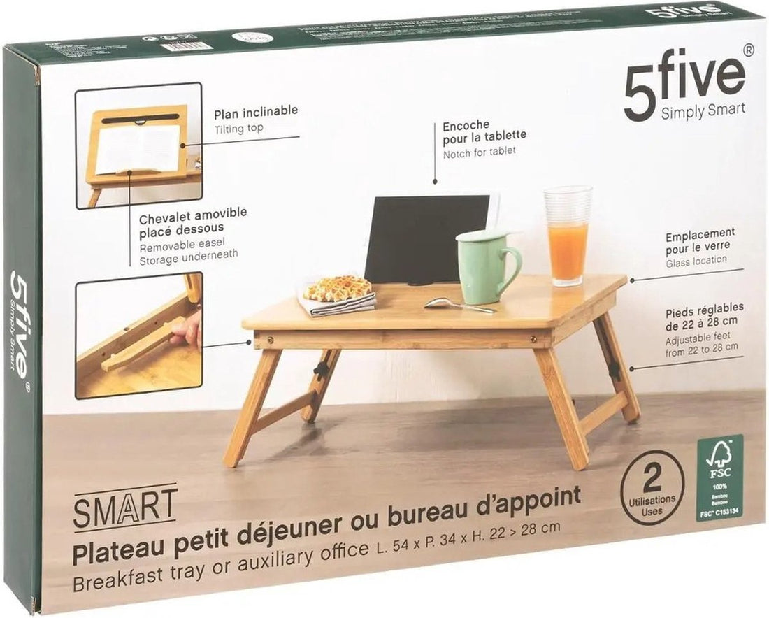 5Five Smart bedtafeltje van bamboe – ontbijt op bed en laptop, 54 x 34 cm – foto 2