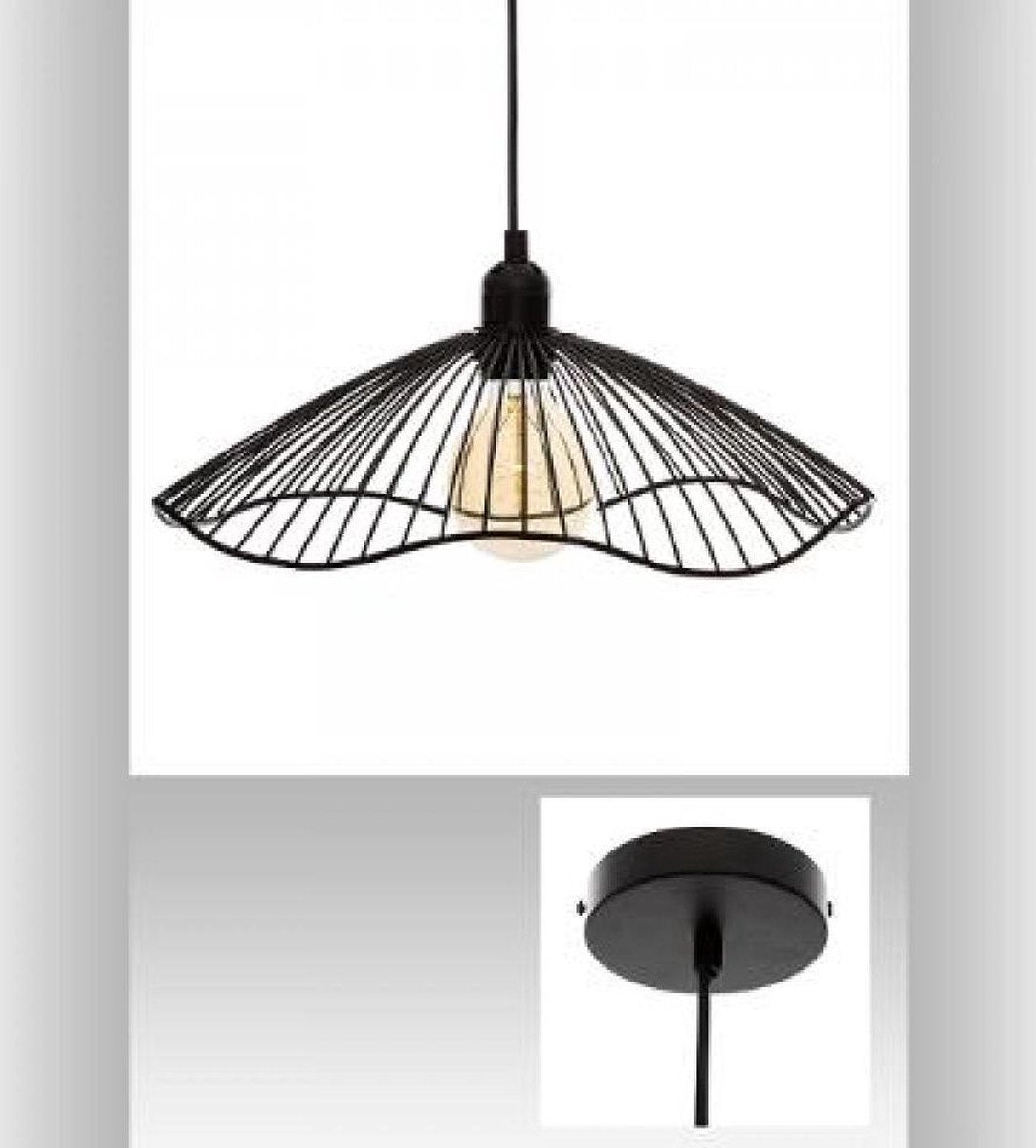 Atmosphera hanglamp Galt – zwart metaaldraad, Ø 34 cm, E27 – foto 2