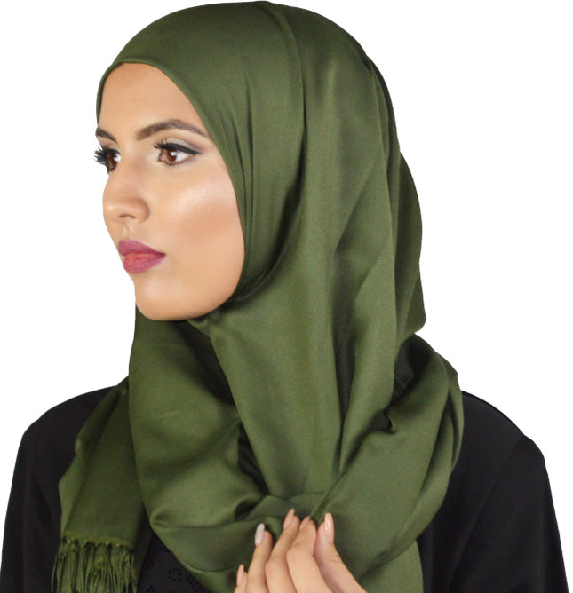Satin sjaal – satijnen hoofddoek met subtiele glans, 180 x 70 cm