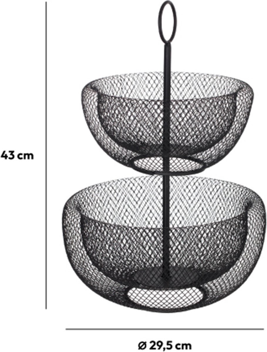 5Five fruitschaal etagère met 2 lagen – ronde fruitmand van metaal, Ø 29 cm – foto 2