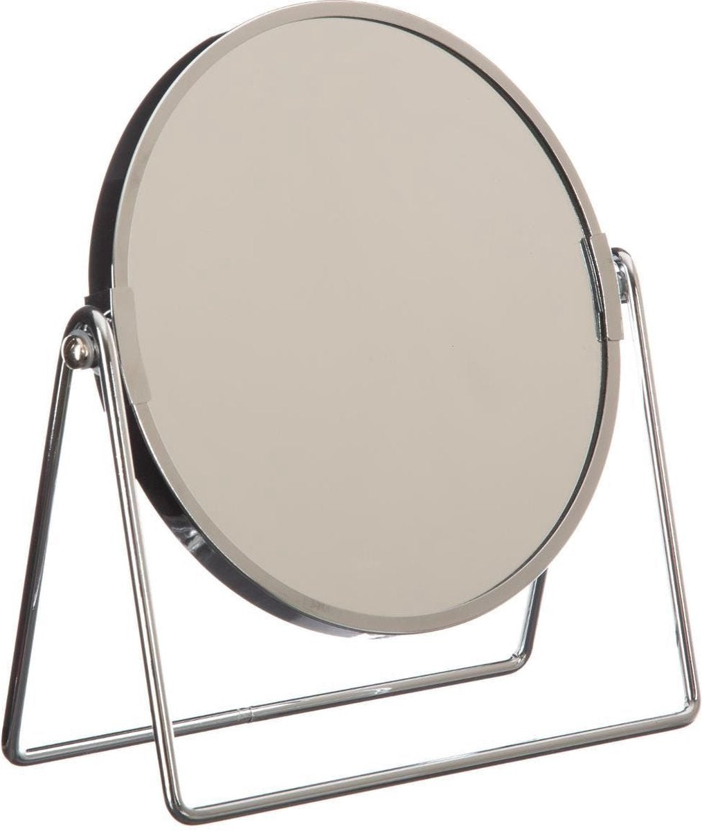 Double-sided make-up/shaving mirror with stand 19 x 8 x 21 cm silver
