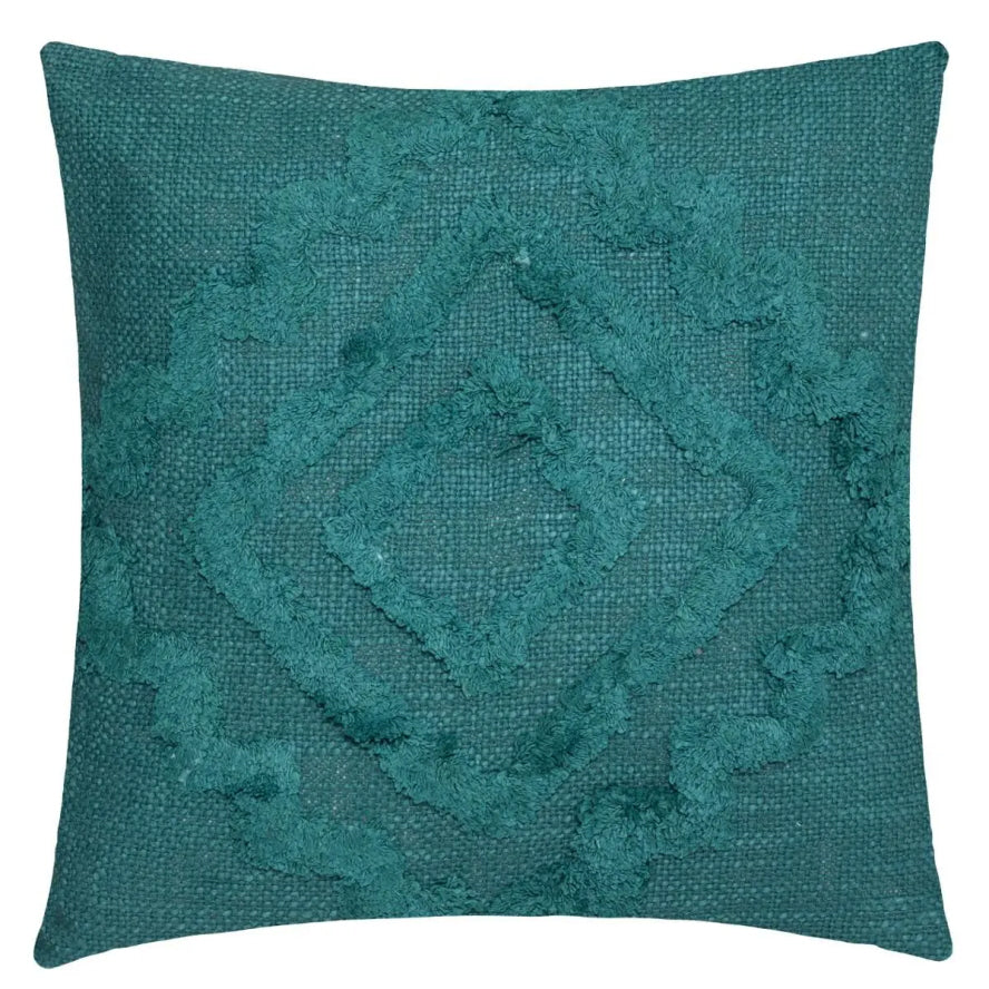 Atmosphera Inca kussen eendblauw – getuft katoen, 40 x 40 cm, afneembare hoes