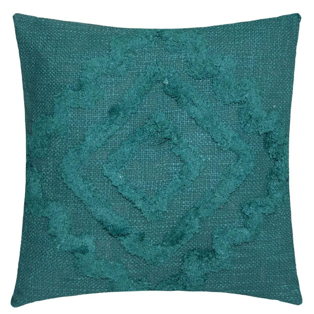 Atmosphera Inca kussen eendblauw – getuft katoen, 40 x 40 cm, afneembare hoes
