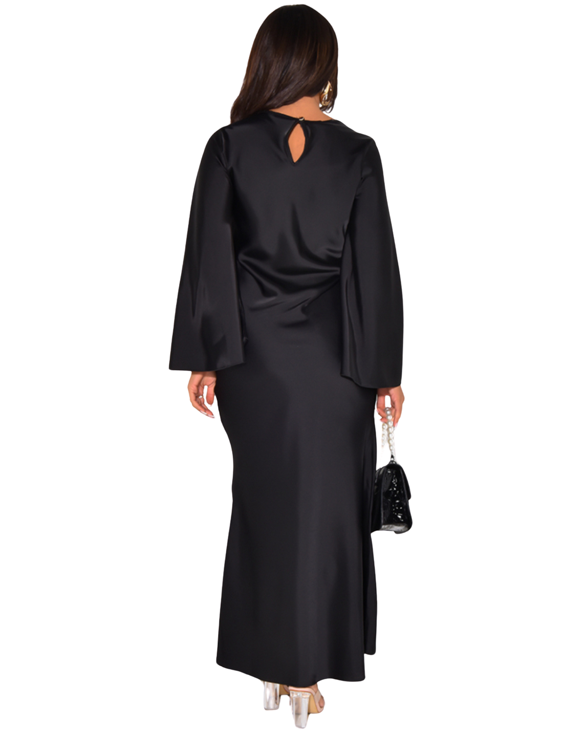 Elisa Silk Dress – damesjurk in zwart of beige, maat S, M of L – foto 5