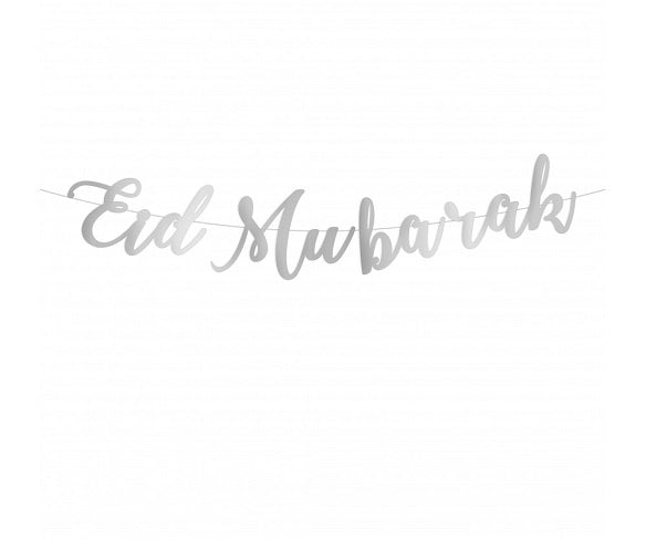 Eid Mubarak letterslinger in zilver – feestdecoratie voor Eid