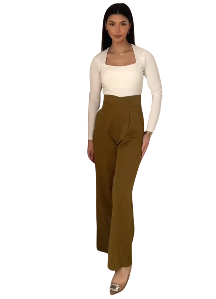 Esme broek dames – beige, olijfgroen of donkerkaki, maat S/M of M/L – foto 15