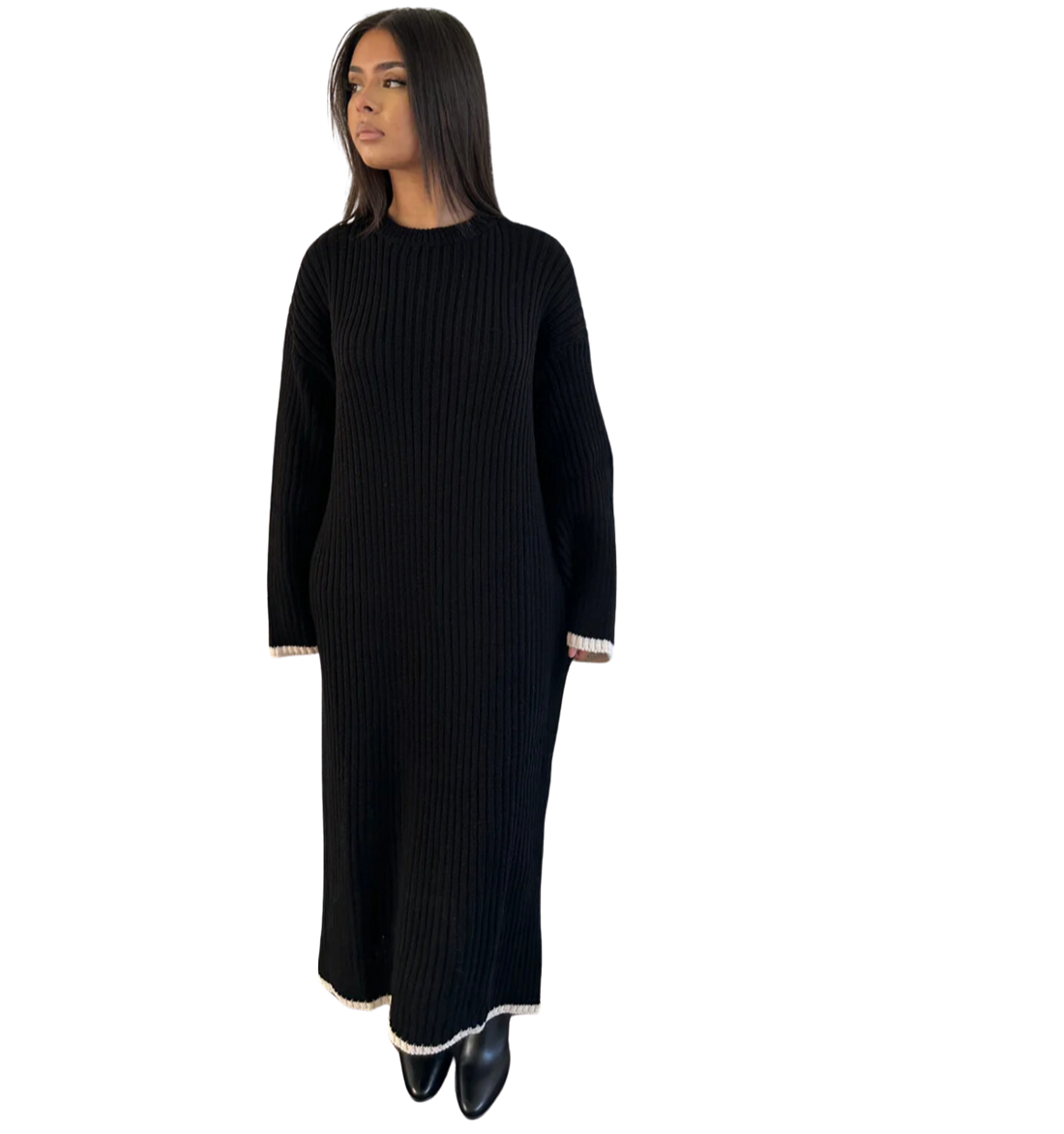 Ribbed Dress – warme geribde truijurk, one size, in zes kleuren – foto 8